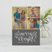 Weihnachts-Foto-Grußkarte - Merry & Bright Feiertagskarte (Stehend Vorderseite)