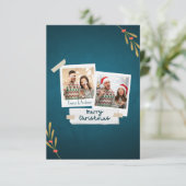 Weihnachts Foto Grußkarte mit grünen Texten (Stehend Vorderseite)