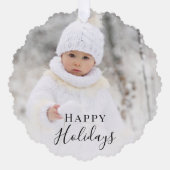 Weihnachts Foto Happy Holidays Gold Ornament Karte (Vorderseite)