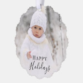 Weihnachts Foto Happy Holidays Gold Ornament Karte (Links)