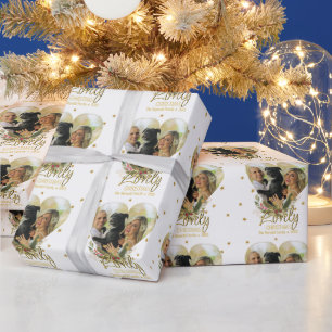 Weihnachts-Foto Herz Gold Glitzer Stars Lieblich Geschenkpapier