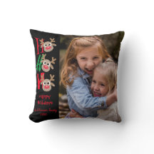 Weihnachts-Foto Ho Ho Ho Cartoon Reindeer Black