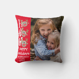 Weihnachts-Foto Ho Ho Ho Cartoon Reindeer Black Kissen