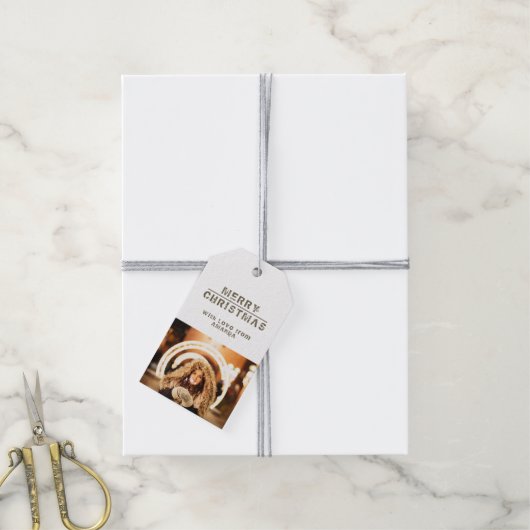 Weihnachts-Foto Holiday Modern Geschenkanhänger (Mit Garn)