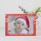 Weihnachts-Foto Holiday Snowflake Einladung (Stehend Vorderseite)