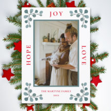 Weihnachts-Foto Hope Joy Liebe Eucalyptus Blätter 