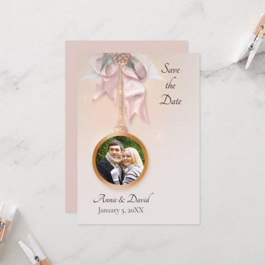 Weihnachts-Foto im Winter Save the Date Einladung (Vorderseite/Rückseite Beispiel)