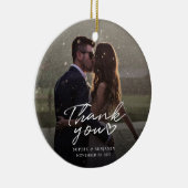 Weihnachts-Foto in Handschrift Vielen Dank Keramik Ornament (Rechts)