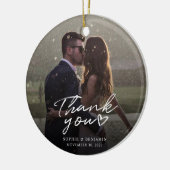 Weihnachts-Foto in Handschrift Vielen Dank Keramik Ornament (Links)