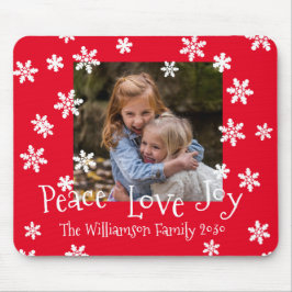 Weihnachts-Foto Jahr Weiße Schneeflocke Rot Mousepad