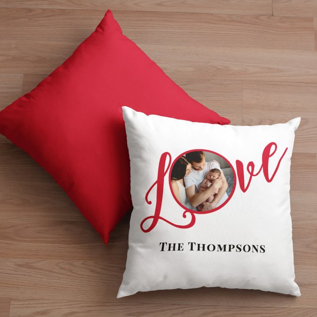 Weihnachts-Foto-Kalligrafie Niedlich Kissen (Love simple photo typography calligraphy script pillow)