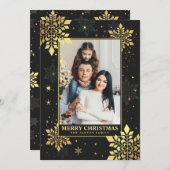 Weihnachts-Foto-Karten Imitats Gold Mitten im Grün Einladung (Vorne/Hinten)