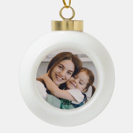 Weihnachts-Foto Keramik Kugel-Ornament (Vorderseite)