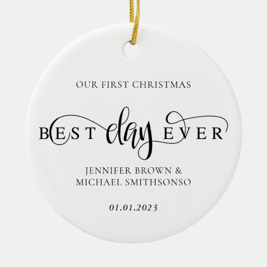 Weihnachts-Foto Keramik Ornament (Vorne)