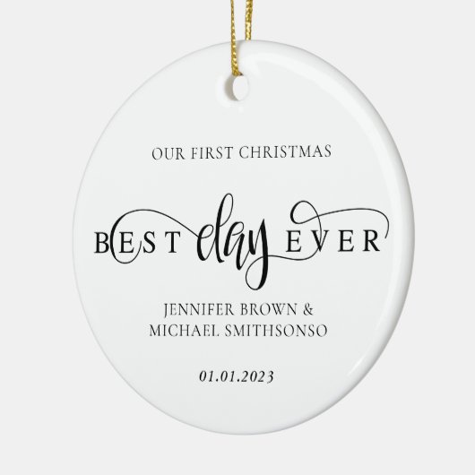 Weihnachts-Foto Keramik Ornament (Links)