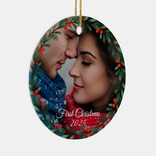 Weihnachts-Foto Keramik Ornament (Rechts)