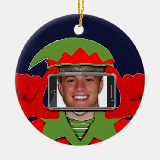 Weihnachts-Foto Keramik Ornament (Vorne)