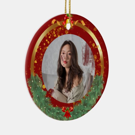 Weihnachts-Foto Keramik Ornament (Rechts)