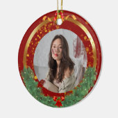 Weihnachts-Foto Keramik Ornament (Links)