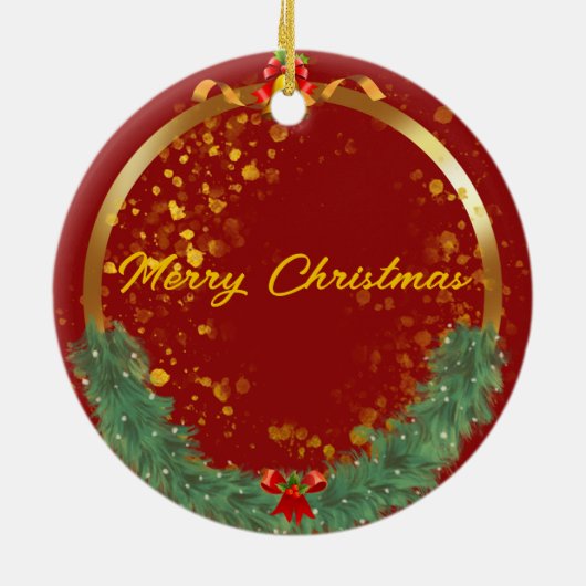 Weihnachts-Foto Keramik Ornament (Hinten)