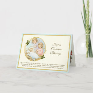 Weihnachts-Foto Krippe Jesus Vintage Engel Feiertagskarte