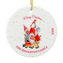 Weihnachts-Foto Merry Gruß Hirsche Gnome