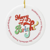 Weihnachts-Foto Merry und Bright Custom Keramik Ornament (Hinten)