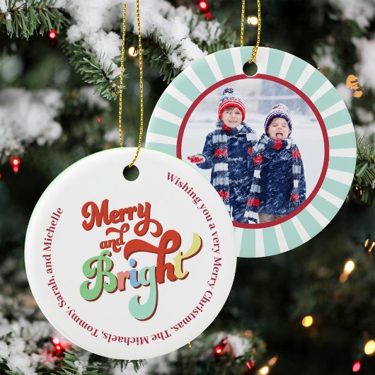 Weihnachts-Foto Merry und Bright Custom Keramik Ornament