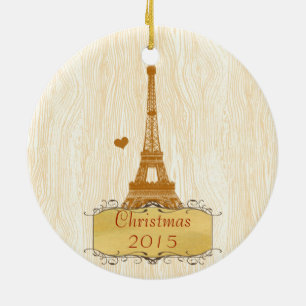 Weihnachts-Foto mit Eiffelturm Keramikornament