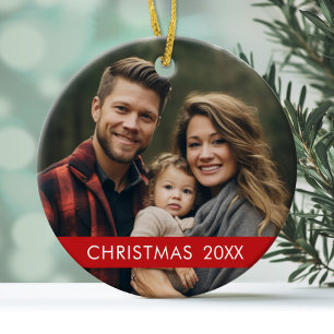 Weihnachts-Foto Moderner Minimal mit Trendy Red Keramikornament