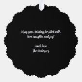 Weihnachts-Foto Modernes Round Blue Buffalo Karier Ornament Karte (Rückseite)