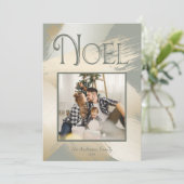 Weihnachts-Foto Modernes Weihnachten Gold Pinselst Einladung (Stehend Vorderseite)