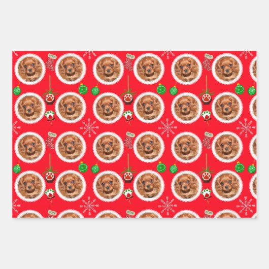 Weihnachts Foto Muster Leckereien Spielzeug Geschenkpapier Set (Vorderseite 3)