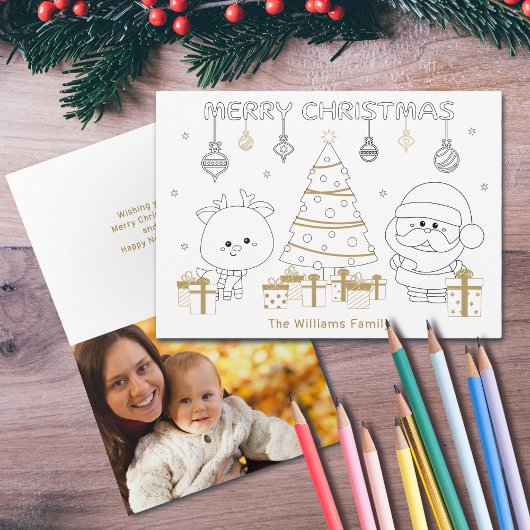 Weihnachts Foto Name Custom Coloring Fun Einzigart Karte