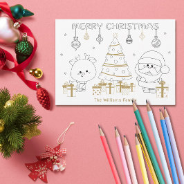 Weihnachts Foto Name Custom Coloring Fun Niedlich Feiertagskarte