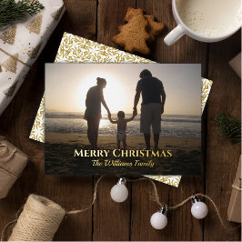 Weihnachts-Foto Name Elegante Gold Einzigartig Folien Feiertagskarte