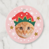 Weihnachts-Foto Name Funny Elf Pink Geschenk Geschenkanhänger (Vorderseite)