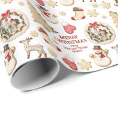 Weihnachts-Foto & Name-Keks Geschenkpapier (Rolleneckpunkt)