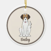 Weihnachts-Foto Niedlich Welpen Hund Brown Fluffy Keramik Ornament (Vorne)
