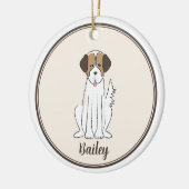 Weihnachts-Foto Niedlich Welpen Hund Brown Fluffy Keramik Ornament (Links)