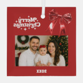 Weihnachts-Foto Ornament Aus Glas (Rückseite)