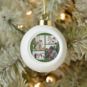 Weihnachts-Foto-Ornament, Foto-Collage Weihnachten Keramik Kugel-Ornament