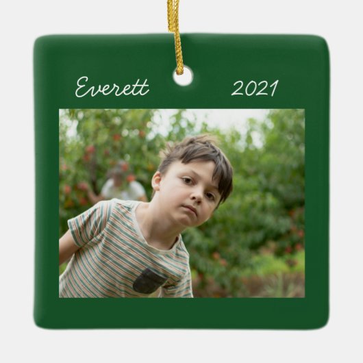 Weihnachts-Foto-Ornament Keramikornament (Vorderseite)