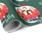 Weihnachts-Foto-Ornament + Text grün Geschenkpapier (Rolleneckpunkt)
