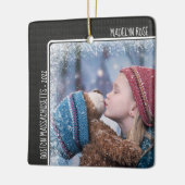 Weihnachts-Foto Personalisierter Text Feiertag Sak Keramikornament (Links)