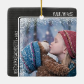 Weihnachts-Foto Personalisierter Text Feiertag Sak Keramikornament (Rückseite)