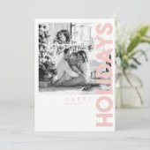 Weihnachts-Foto | Pink Happy Holiday (Stehend Vorderseite)