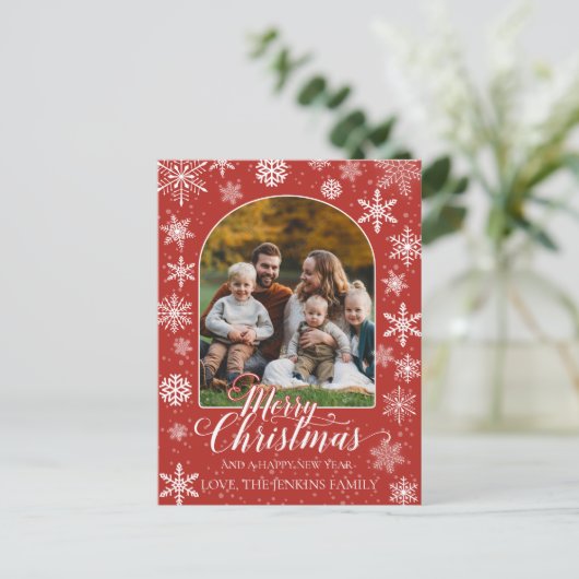 Weihnachts-Foto-Post-Card - Feierlich Rot Postkarte (Stehend Vorderseite)