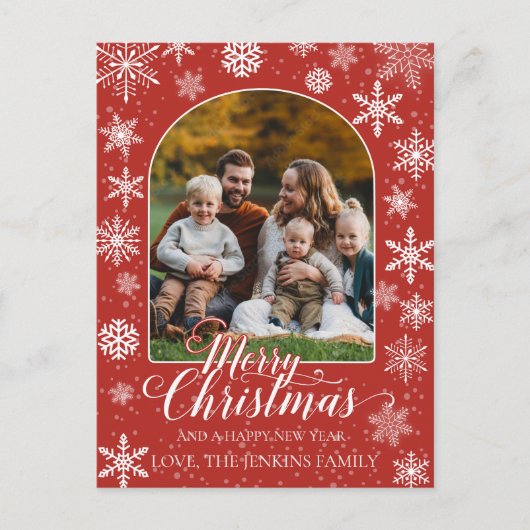 Weihnachts-Foto-Post-Card - Feierlich Rot Postkarte (Vorderseite)