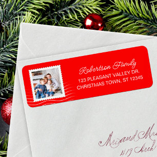 Weihnachts-Foto Postage Briefmarke Rote Rücksendea